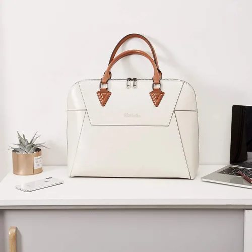 Vista 3 de BOSTANTEN Maletín de cuero para mujer de 15.6 pulgadas, bolso de hombro para laptop, oficina, trabajo, bolso cruzado