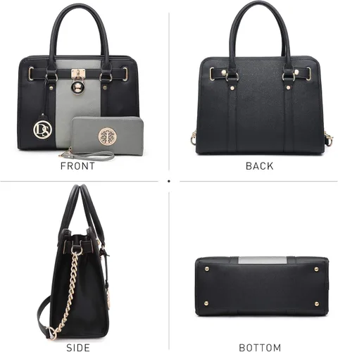 Vista 3 de Dasein Bolsos de mano para mujer, monederos, bolsas de hombro con asa superior, bolso de trabajo, 2 piezas