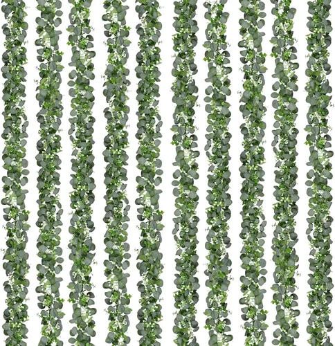 Vista 12 de Dolicer 2 Paquetes Guirnalda Artificial de Eucalipto de 6 Pies, Guirnalda de Vegetación Falsa Colgante Hojas de Eucalipto Dólar de Plata Falsas
