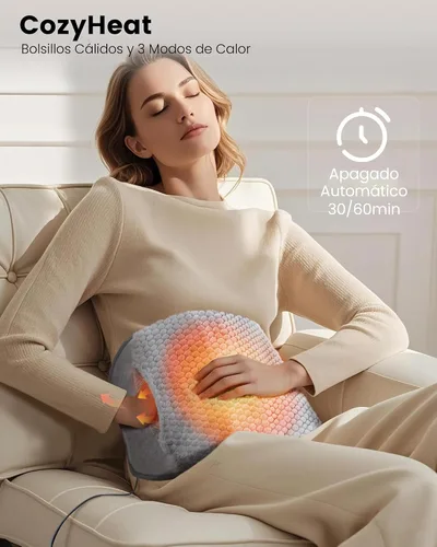 Vista 2 de COMFIER Almohadilla térmica con masajeador para dolor de espalda, almohadillas térmicas de tamaño extra grande para calambres, apagado automático