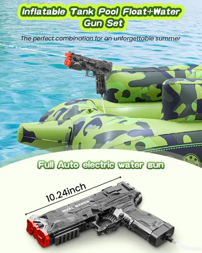 Vista 2 de Pistola de agua eléctrica automática con flotadores de piscina, divertidos flotadores inflables de piscina para fiesta en la piscina, con potentes