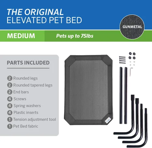 Vista 5 de Coolaroo Cama elevada y refrescante para perros, para interiores y exteriores, tamaño mediano, gris oscuro (Gunmetal)