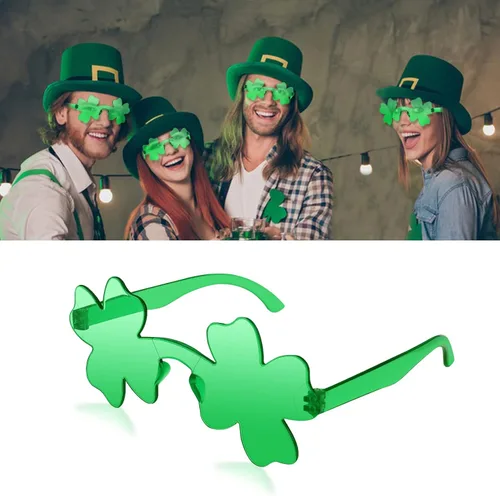 Vista 5 de JUSTOTRY 8 Pcs St.Patricks Day Glasses Shamrock Four Leaf Plastic Glasses for Irich Party Accessories