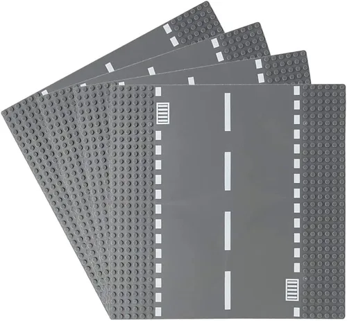 Vista 6 de Kit de bloques de construcción clásicos de carretera City Street Curve Road de 10 x 10 pulgadas, placa base de ciudad para ladrillos