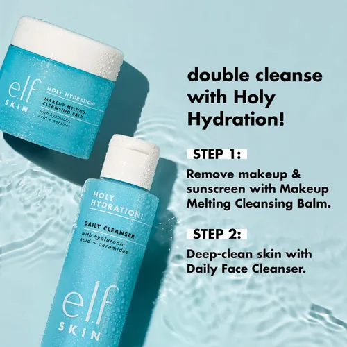 Vista 4 de e.l.f. SKIN Holy Hydration! Limpiador diario Mini, limpiador facial para eliminar el exceso de aceite, impurezas y maquillaje, fabricado con ácido