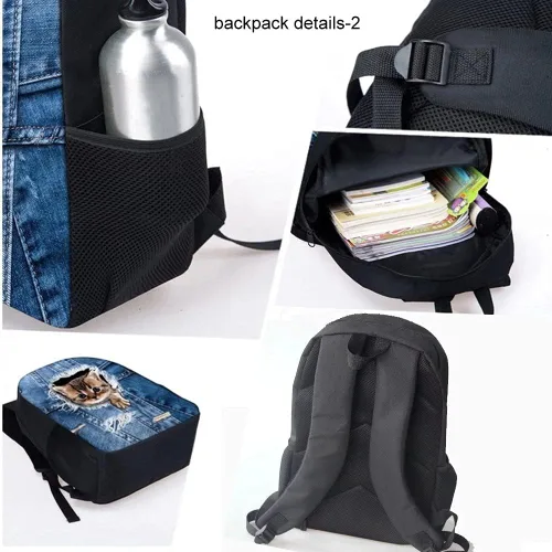 Vista 4 de Forchrinse Colorida mochila con estampado de galaxias y hongos para niños, mochila escolar casual, bolsa de almuerzo, estuche para lápices, juego