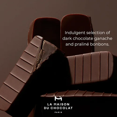 Vista 3 de LA MAISON DU CHOCOLAT Coffret Maison - Caja de regalo de chocolate francés oscuro gourmet (24 piezas)