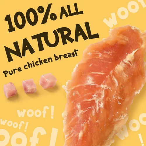 Vista 2 de Golosinas de carne seca de pollo para perros, hechas con pechuga de pollo 100% real, alta proteína y sin granos