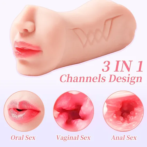 Vista 2 de 3in1 Male Masterburbatar Hands Free Life Size Pussy Pocket Free Life Size Silicone Blowjobob Machine for Man Mens Masterbuters Masturebor Adult Toy