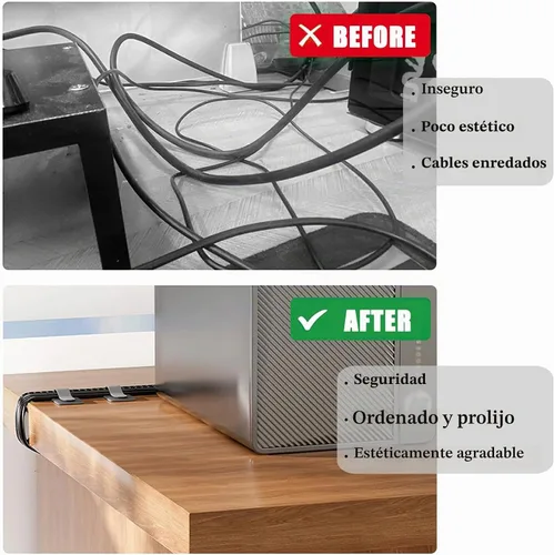 Vista 4 de 80 piezas de correas de velcro para cables, gestión de cables debajo del escritorio, bridas de cable autoadhesivas, organizadores de cables Blanco