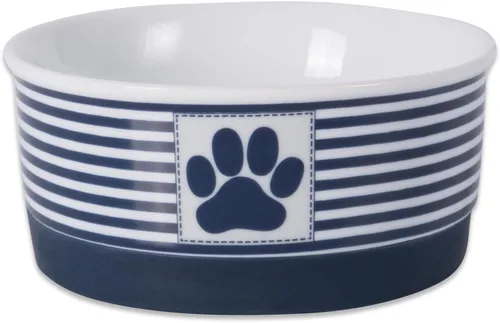 Vista 10 de Bone Dry Ceramic Stripe Paw - Cuencos para mascotas, aptos para lavavajillas, pequeños, 4.25 x 2, negro, 2