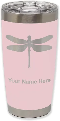 Vista 28 de LaserGram Vaso aislado al vacío de 20 onzas, libélula, grabado personalizado incluido (negro)