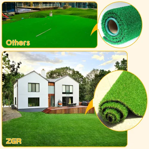 Vista 9 de Alfombra de césped artificial de 3 x 5 pies, alfombra de césped realista de alta calidad de 0.8 pulgadas para jardín, patio, paisaje del hogar