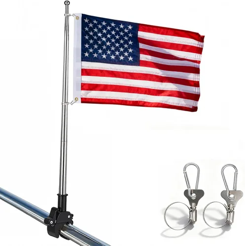 Vista 11 de Bandera estadounidense bordada para lancha de 12 x 18 pulgadas, banderas de barco pequeño para exteriores, patriótica, resistente, 1 x 1.5 pies