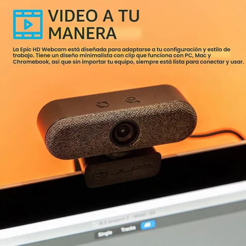 Vista 7 de JLab Epic Cam, cámara web USB 2K, enfoque automático, micrófonos duales, negro