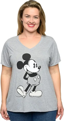 Vista 7 de Disney Camiseta con cuello en V para mujer, estampado de Mickey Mouse