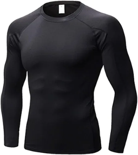 Vista 26 de SPVISE Compression Shirt Men Long Sleeve Workout Gym Shirts Baselayer Top Negro