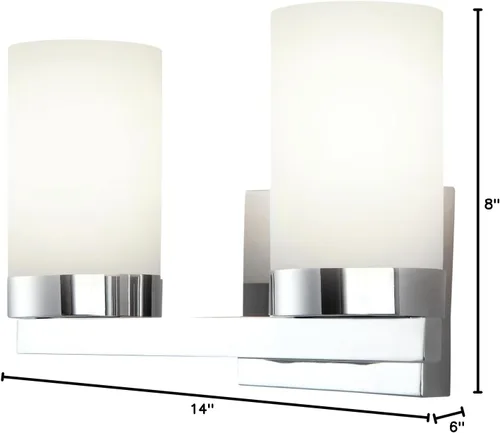 Vista 6 de Canarm IVL429A02CH Milo - Lámpara de tocador de baño con 2 luces, cromada