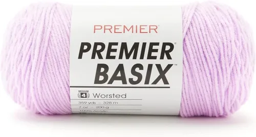 Vista 32 de Premier Yarns Basix, hilo de estambre sólido, hecho de acrílico, hilo ideal para ganchillo y tejido, color blanco, 359 yardas