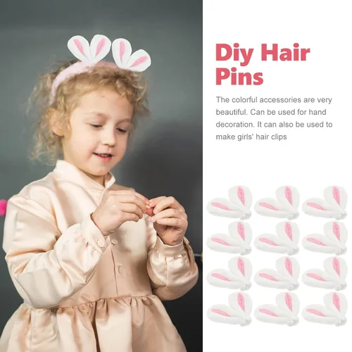 Vista 7 de Amosfun 20 piezas de accesorios de horquilla de orejas de conejo, mini pinzas para orejas de conejo, accesorios de bricolaje para mujeres y niñas
