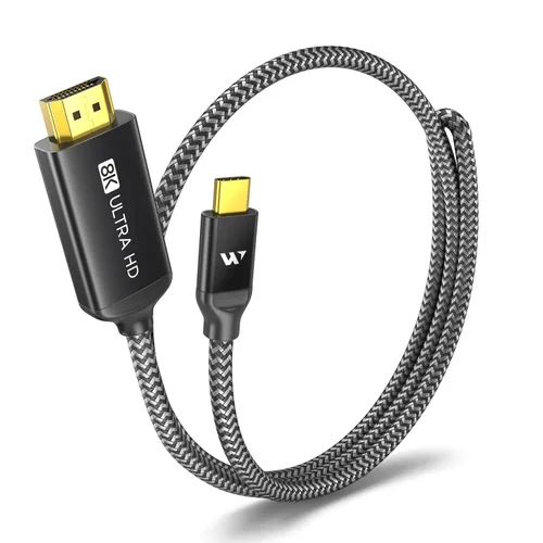 Vista 12 de Warrky Cable USB C a HDMI de 3.3 pies (4K@60Hz) [Carcasa de Aluminio, Conector Chapado en Oro] Cable Tipo-C a HDMI 2.0, Thunderbolt 4/3 Compatible