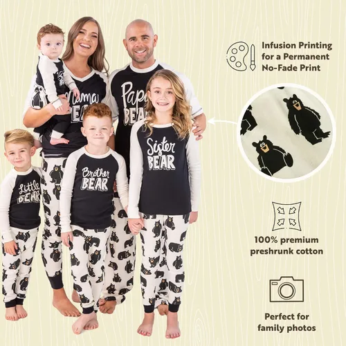 Vista 5 de Lazy One Conjuntos de pijama familiar a juego para adultos, niños y bebés (oso familiar)