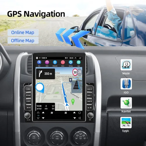 Vista 5 de [2G+64G] Android 13 Doble Din Vertical Estéreo para Coche con Carplay Inalámbrico/con Cable y Android Auto, 9.7 pulgadas Pantalla Táctil Unidad