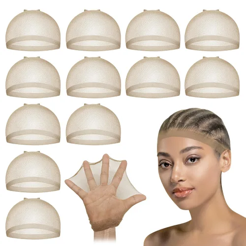 Vista 14 de Dreamlover Gorros de Peluca de Media Beige para Mujeres, 12 Piezas