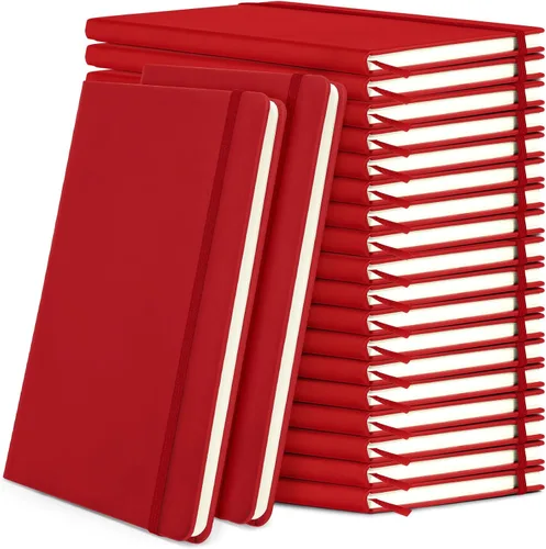 Vista 18 de Honoson 20 Pack Lined Journal Notebooks A5 Hardcover Executive Notebook 5.5" x 8.3" PU Leather Wide Ruled Journals Bulk with Elastic Band for Home