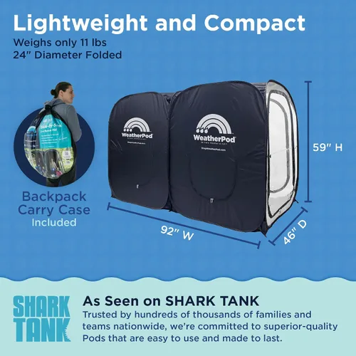 Vista 8 de WeatherPod® Side-by-Side™ 2-4 Person Pop-Up Sports Tent Pod - The Original Shark Tank Instant Setup All-Weather Shelter for Outdoor Sports, Rain