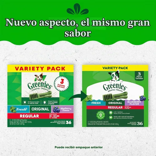 Vista 2 de Greenies Golosinas dentales regulares para perros, menta, original
