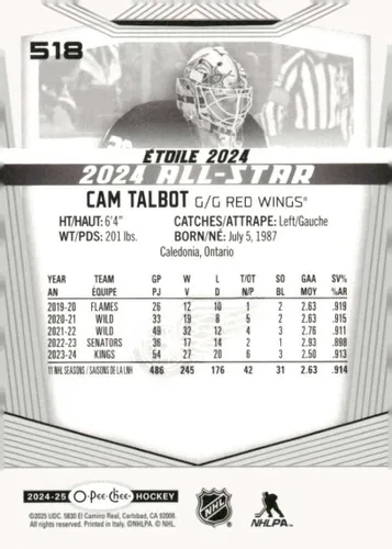 Vista 2 de 2024-25 O-Pee-Chee #518 Cam Talbot Los Angeles Kings NHL Hockey Base Trading Card