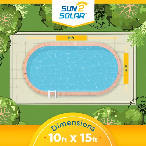 Vista 5 de Sun2Solar Cubierta solar ovalada azul de 10 pies x 15 pies 8 mil Manta de retención de calor para piscinas enterradas y sobre el suelo