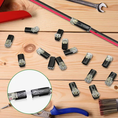 Vista 2 de 20 piezas conectores enchufables de doble cable, conectores de tira de luz LED, 2 pines, conectores de tira de luces LED, conector de cable de bajo