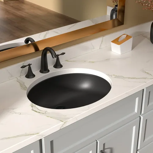 Vista 23 de Lordear Fregadero de baño de 18 x 12 pulgadas para empotrar bajo encimera, fregaderos de tocador rectangulares de cerámica de porcelana blanca pura