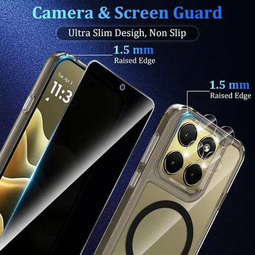 Vista 8 de Funda magnética para Motorola Edge 2026, con 2 protectores de pantalla de privacidad + 1 protector de lente de cámara, [no amarillento]