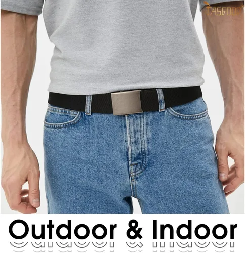 Vista 2 de JASGOOD 3 Pack Unisex-Adult Military Web Belt Canvas Web Belt for Men Adjustable Cloth Fabric Belt with Metal Buckle