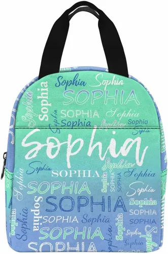 Vista 6 de InterestPrint Bolsa de almuerzo con nombre personalizado para hombres y mujeres, color rosa, blanco y negro, con lunares personalizados, enfriador