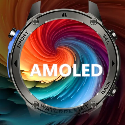 Vista 2 de Reloj inteligente con pantalla AMOLED de 1.43 pulgadas, resistente al agua, brújula, altitud, rastreador de actividad física de larga espera