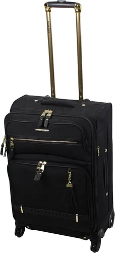 Vista 3 de Steve Madden Designer Luggage Collection - Maleta ligera expandible de 240in bolsa a cuadros con ruedas giratorias de tamaño mediano negro 240in