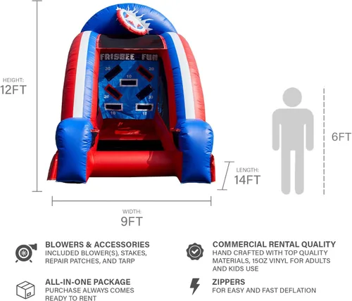 Vista 2 de JumpOrange Juego inflable de béisbol (con soplador y murciélago de espuma), niños y adultos, grado comercial, juego de alquiler, agujeros de tiro