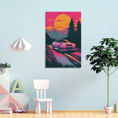 Vista 4 de R32 - Póster retro de Synthwave para automóvil, arte de pared, pósteres e impresiones, pintura colgante para dormitorio, aula, dormitorio, sala
