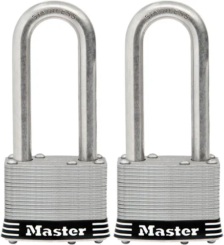 Vista 9 de Master Lock 5SSKADLJ - Candado de vaso de acero inoxidable laminado de 2 pulgadas (2.008 in) de ancho con grillete de 2-1/2 pulgadas (2.520 in)