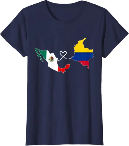 Vista 36 de Camiseta Half Colombian Half Mexican Flag Map DNA Mexico Colombia