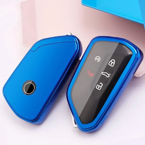 Vista 3 de Horande Funda protectora de TPU suave para llavero VW ID3 ID4 MK8 Golf 8 GTI Skoda Octavia sin llave (azul)