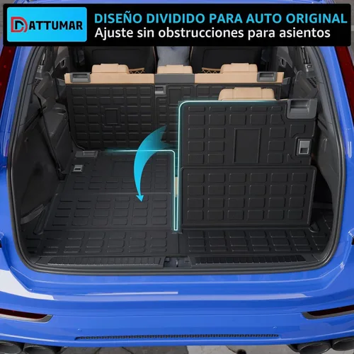 Vista 3 de Tapete de carga compatible con Toyota 4 Runner 2010-2024 de 7 asientos, tapete de carga para maletero, protector de asiento trasero de TPE 2023