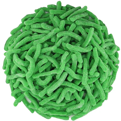 Vista 23 de FirstChoiceCandy Gusanos de gomita agridulce, varios sabores y colores sólidos (1 libra, frambuesa azul)