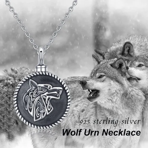 Vista 7 de Wolf Locket That Holds Pictures PendantUrn Necklace for Ashes Mens Viking Wolf Pendant Necklace keepsake Memorial Jewelry Gifts for Women Men