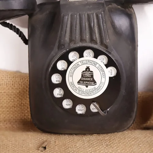 Vista 5 de Modelo retro de teléfono fijo, clásico vintage antiguo teléfono teléfono clásico vintage modelo de teléfono adorno para el hogar y la oficina