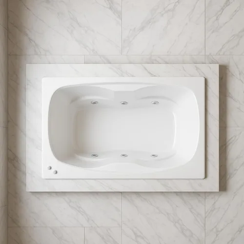 Vista 3 de Carver Tubs - AR6042 - Bañera moderna de hidromasaje de agua de fibra de vidrio acrílica, con 12 chorros - Bañera rectangular de acrílico blanco